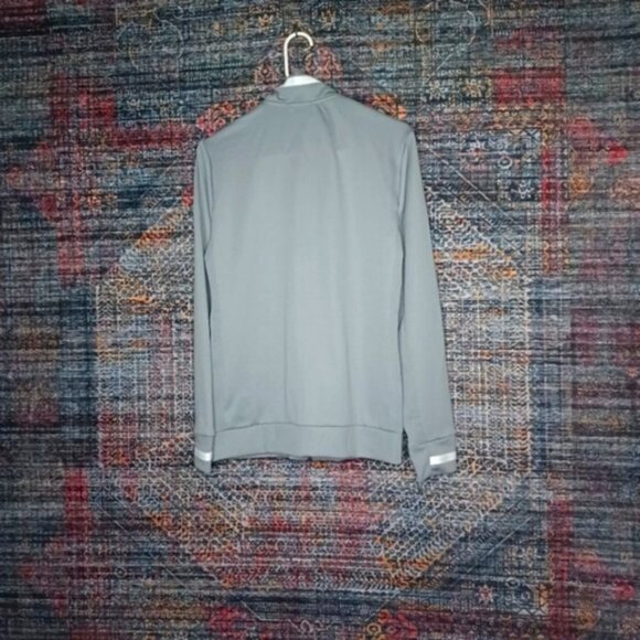 adidas womens gray white Rev full zip ClimaCool warm up athletic jacket M EUC - Picture 2 of 7